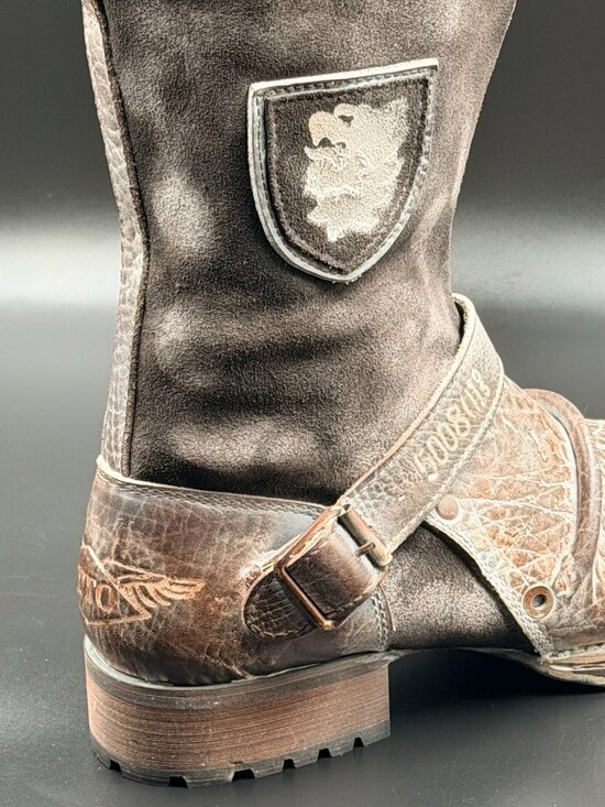 Otto Distressed Brown Grey Moto Boots main image 6